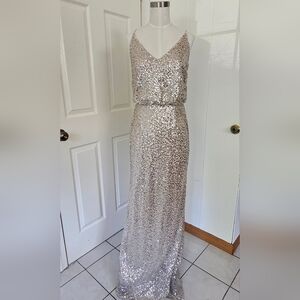 Adrianna Papell Bridesmaid Sequin Maxi Dress Sleevless Size 4
